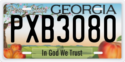 GA license plate PXB3080