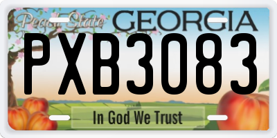 GA license plate PXB3083