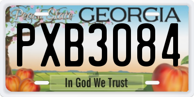 GA license plate PXB3084