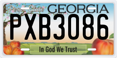 GA license plate PXB3086