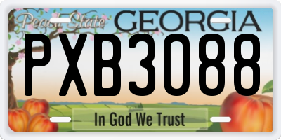 GA license plate PXB3088
