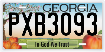 GA license plate PXB3093