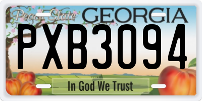 GA license plate PXB3094