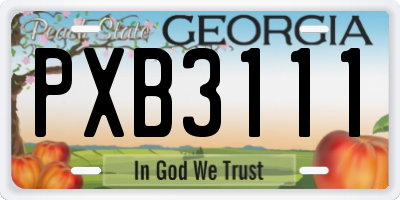 GA license plate PXB3111
