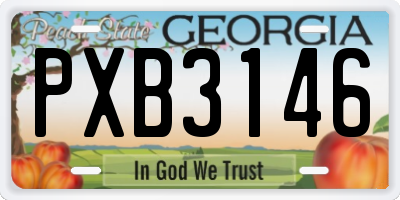 GA license plate PXB3146