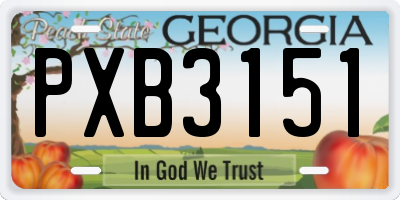 GA license plate PXB3151