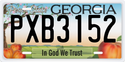 GA license plate PXB3152