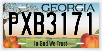 GA license plate PXB3171