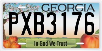 GA license plate PXB3176