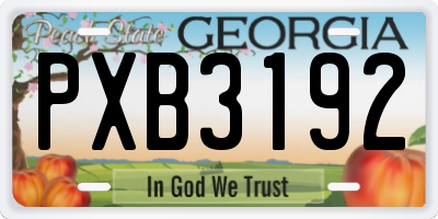 GA license plate PXB3192