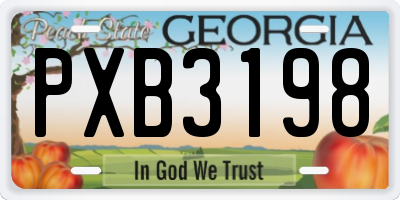 GA license plate PXB3198