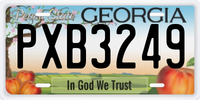 GA license plate PXB3249