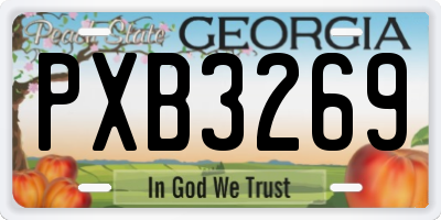 GA license plate PXB3269