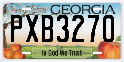 GA license plate PXB3270
