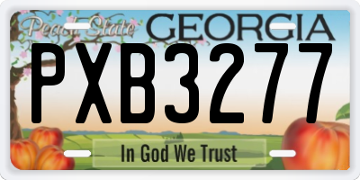 GA license plate PXB3277