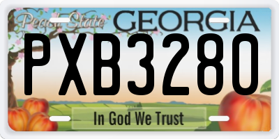 GA license plate PXB3280