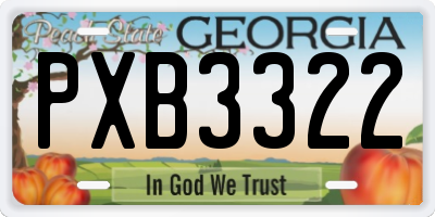 GA license plate PXB3322