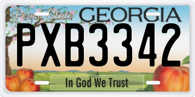 GA license plate PXB3342