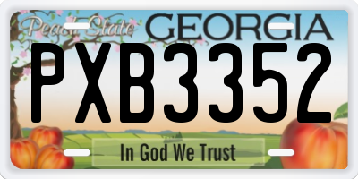 GA license plate PXB3352