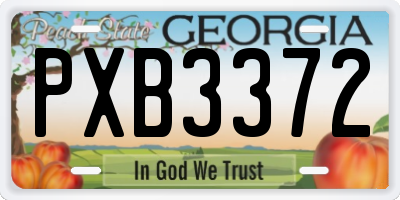 GA license plate PXB3372