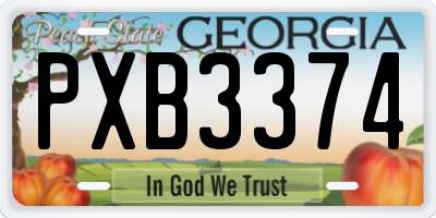 GA license plate PXB3374
