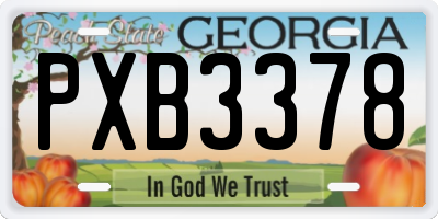 GA license plate PXB3378
