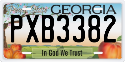 GA license plate PXB3382