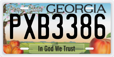 GA license plate PXB3386