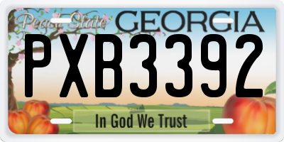 GA license plate PXB3392