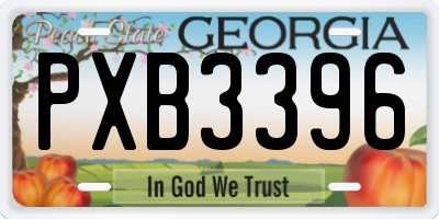 GA license plate PXB3396