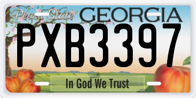 GA license plate PXB3397