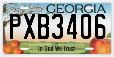 GA license plate PXB3406