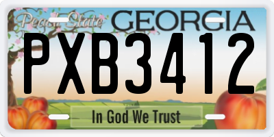 GA license plate PXB3412