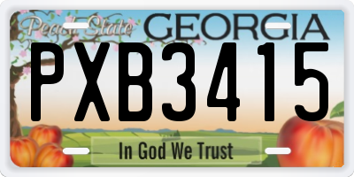 GA license plate PXB3415