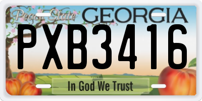 GA license plate PXB3416