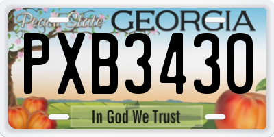 GA license plate PXB3430