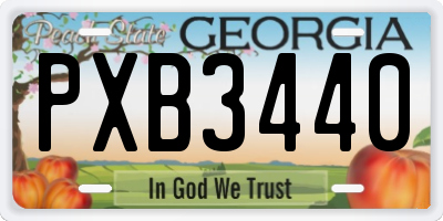 GA license plate PXB3440