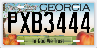 GA license plate PXB3444