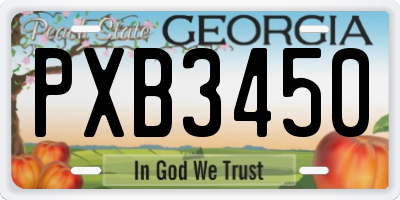 GA license plate PXB3450