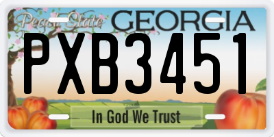 GA license plate PXB3451