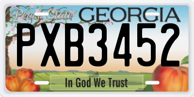 GA license plate PXB3452