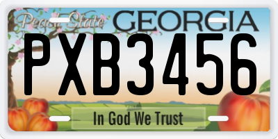 GA license plate PXB3456