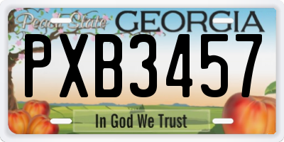 GA license plate PXB3457