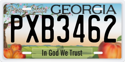 GA license plate PXB3462