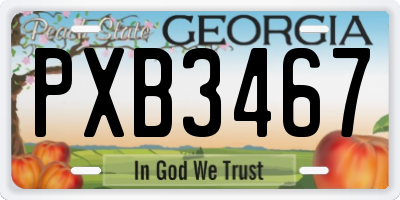GA license plate PXB3467