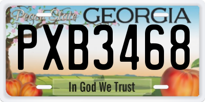 GA license plate PXB3468