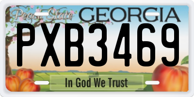 GA license plate PXB3469