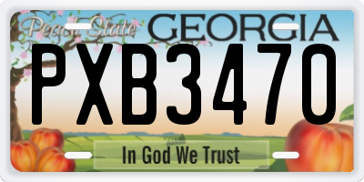 GA license plate PXB3470