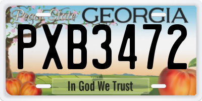 GA license plate PXB3472