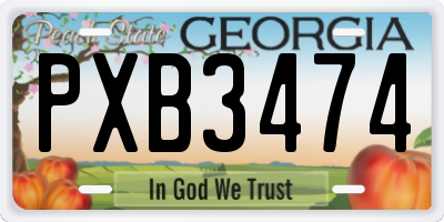 GA license plate PXB3474